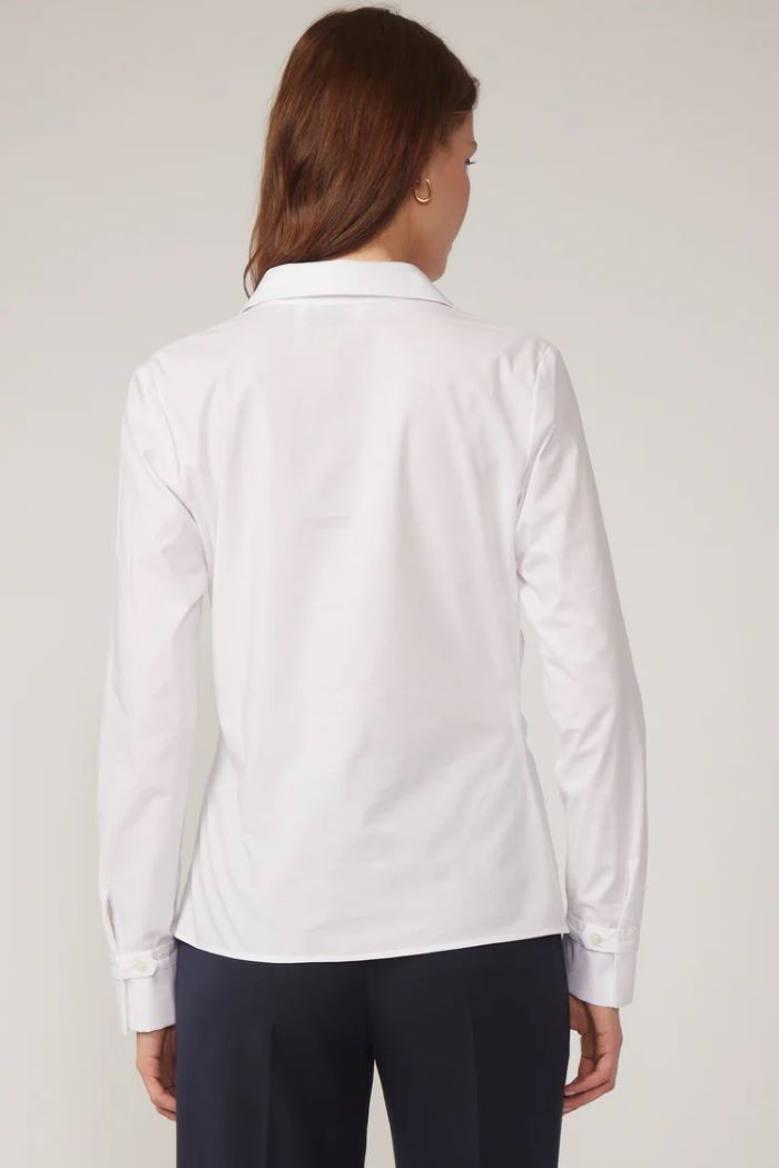 gilner farrar naomi blouse white cotton stretch poplin 