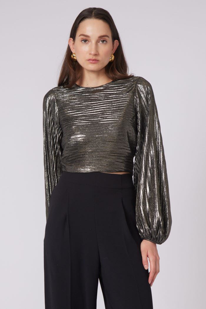 gilner farrar pace blouse metallic space print 