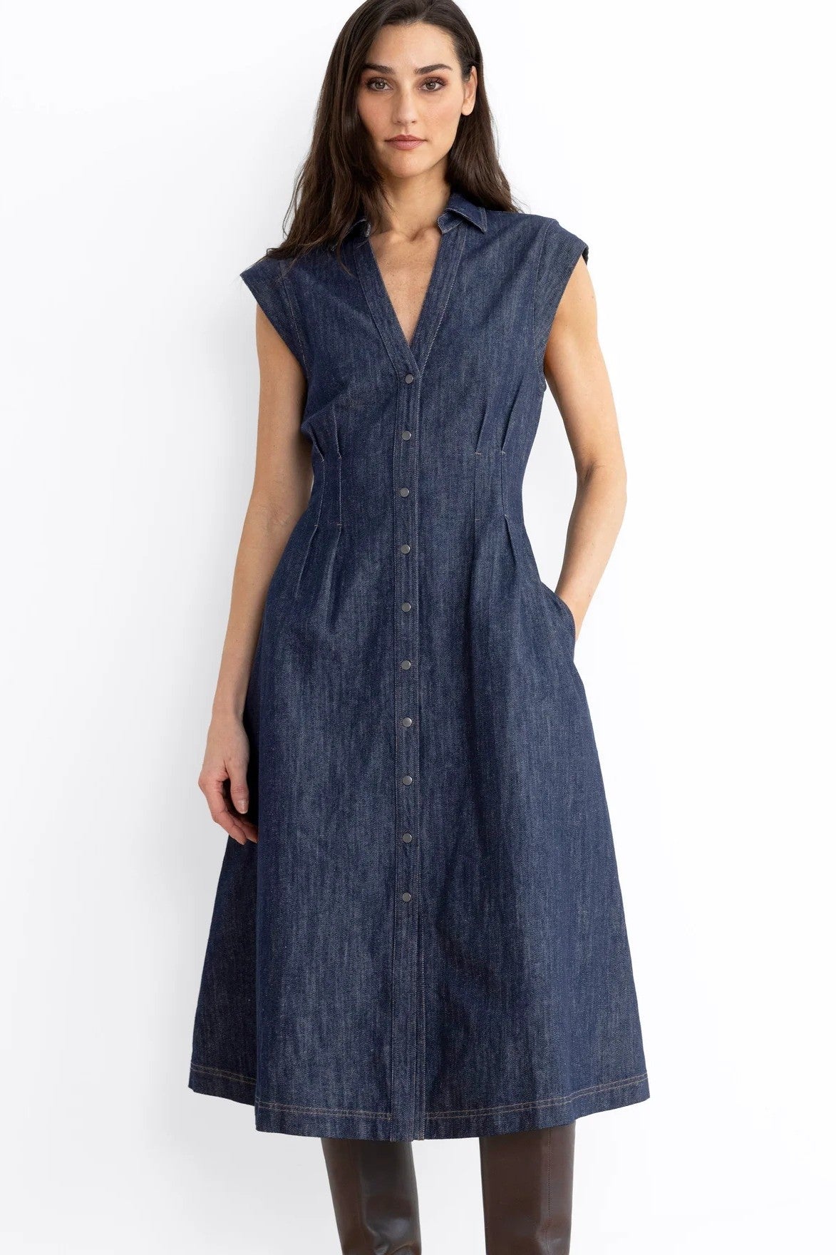 go silk go fit and flare blues dress denim