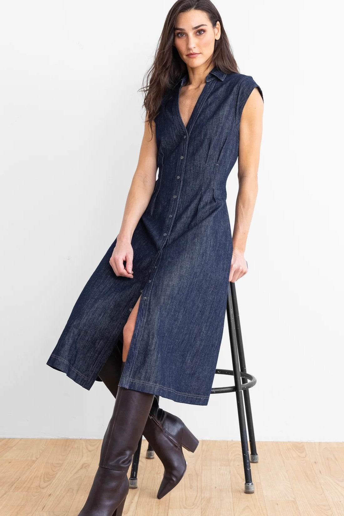 go silk go fit and flare blues dress denim