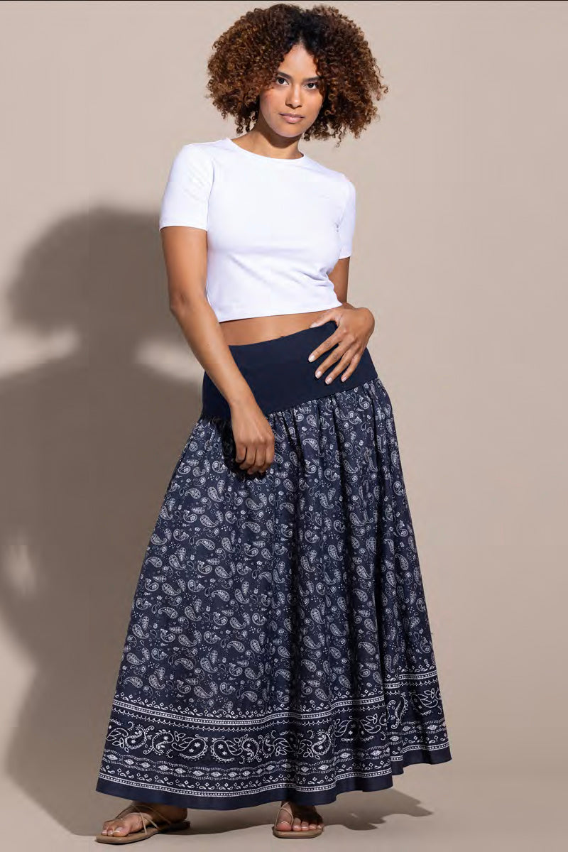 go silk go in on the yoke skirt bandana midnight