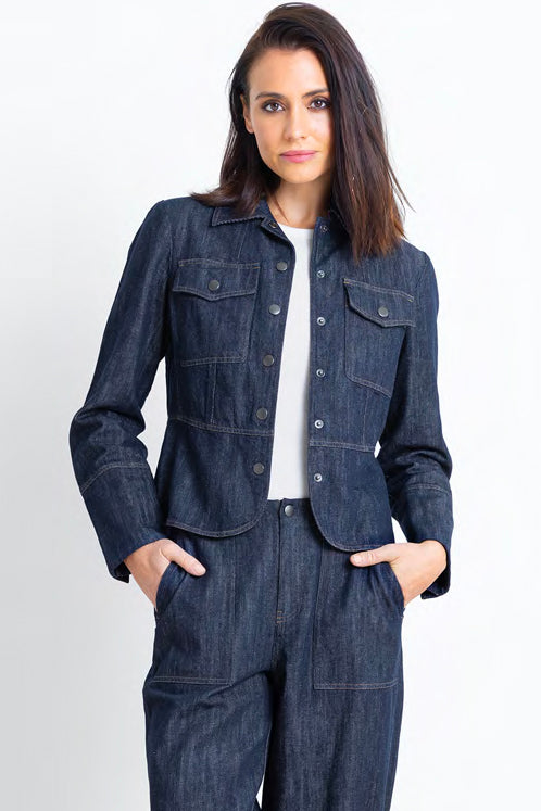 go silk go military blues jacket denim