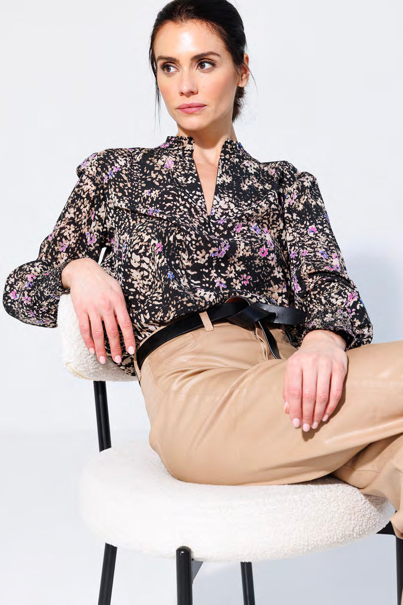 go silk go soft spoken blouse natural floral