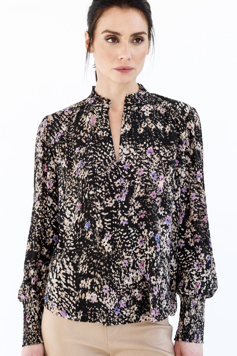 go silk go soft spoken blouse natural floral