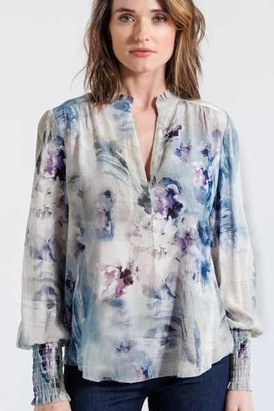 go silk go soft spoken blouse moody blues floral