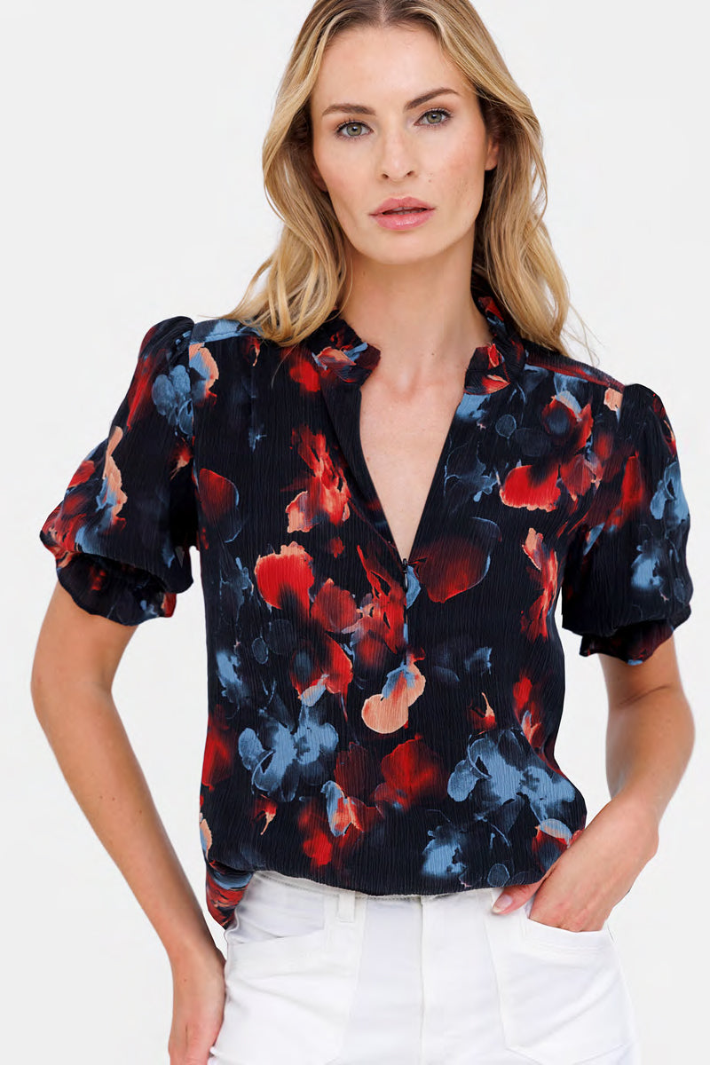 go silk go soft spoken short sleeve blackout floral