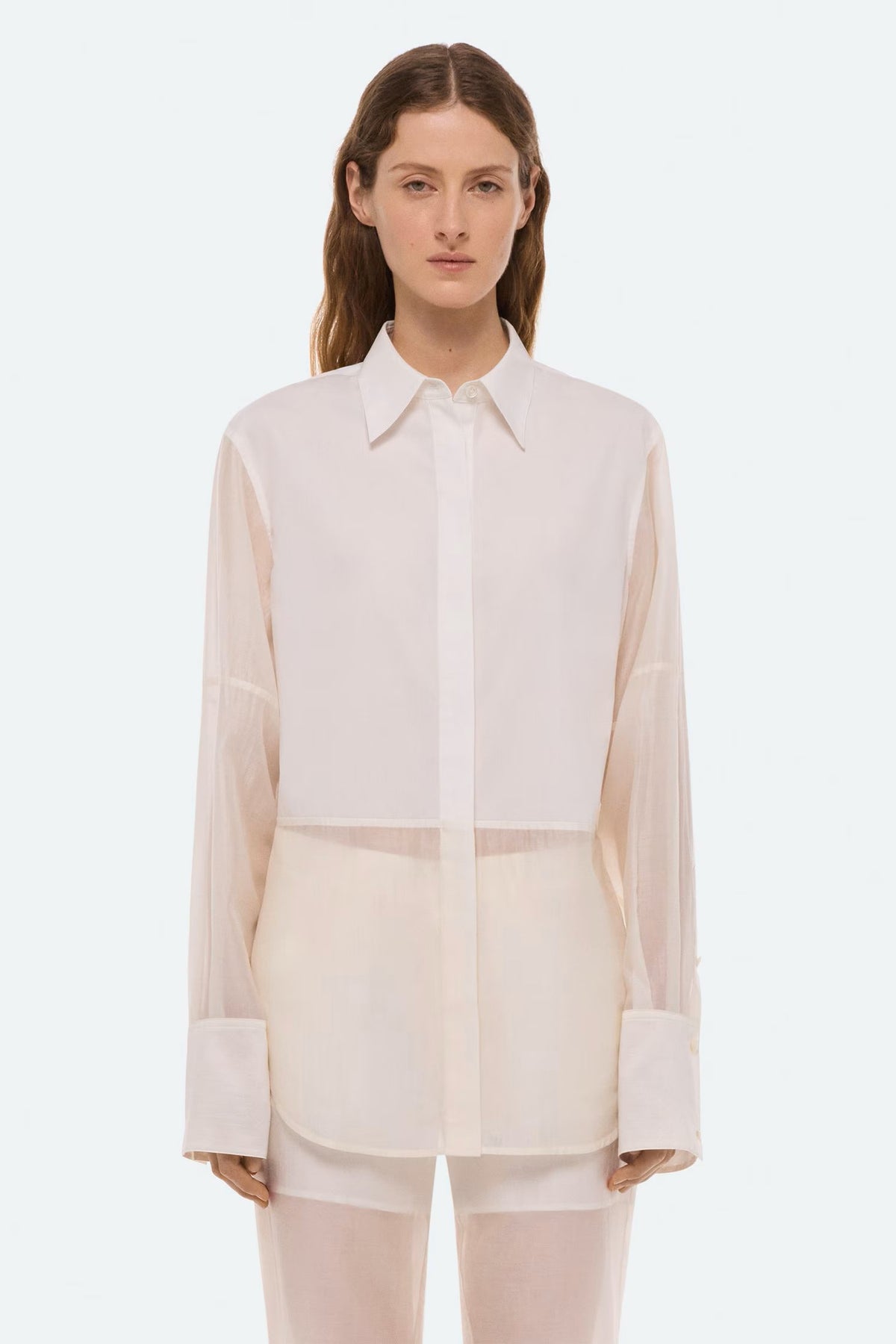 helmut lang airy long sleeve shirt white