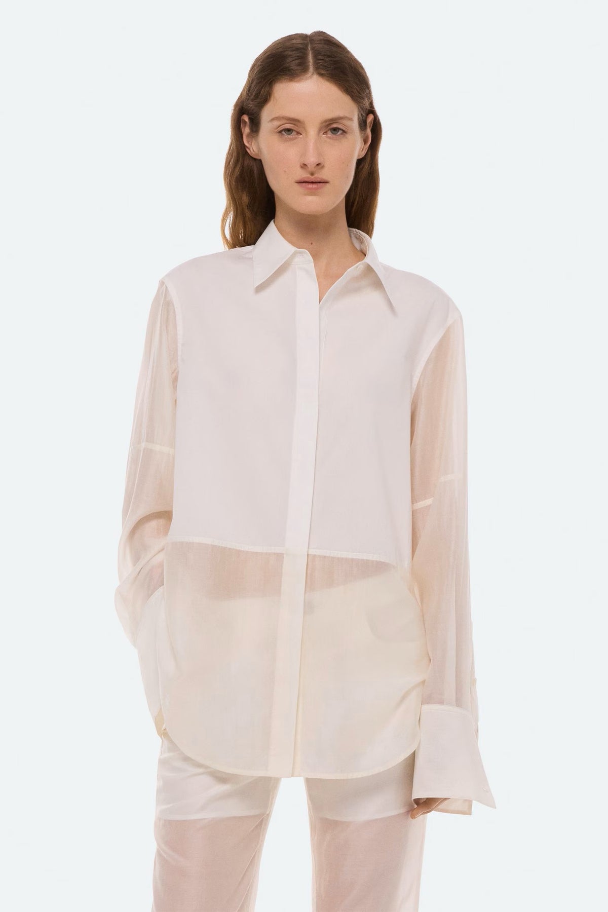 helmut lang airy long sleeve shirt white