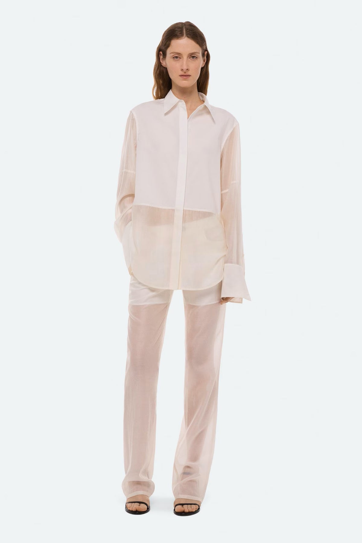 helmut lang airy long sleeve shirt white
