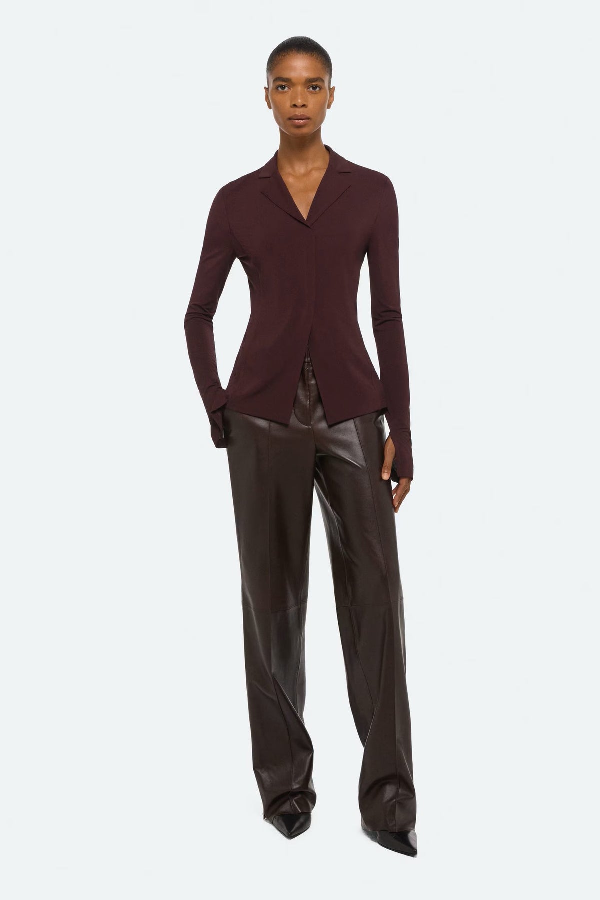 helmut lang blazer top mahogany