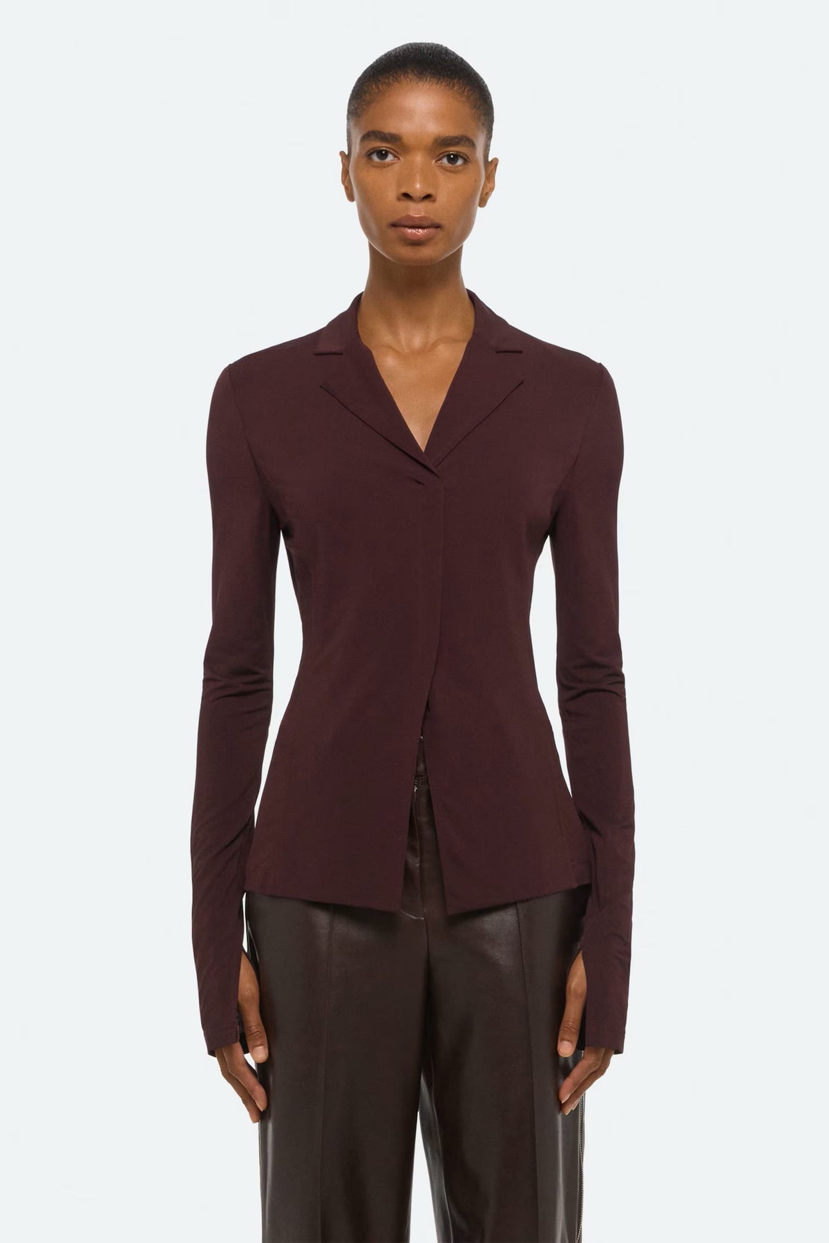 helmut lang blazer top mahogany
