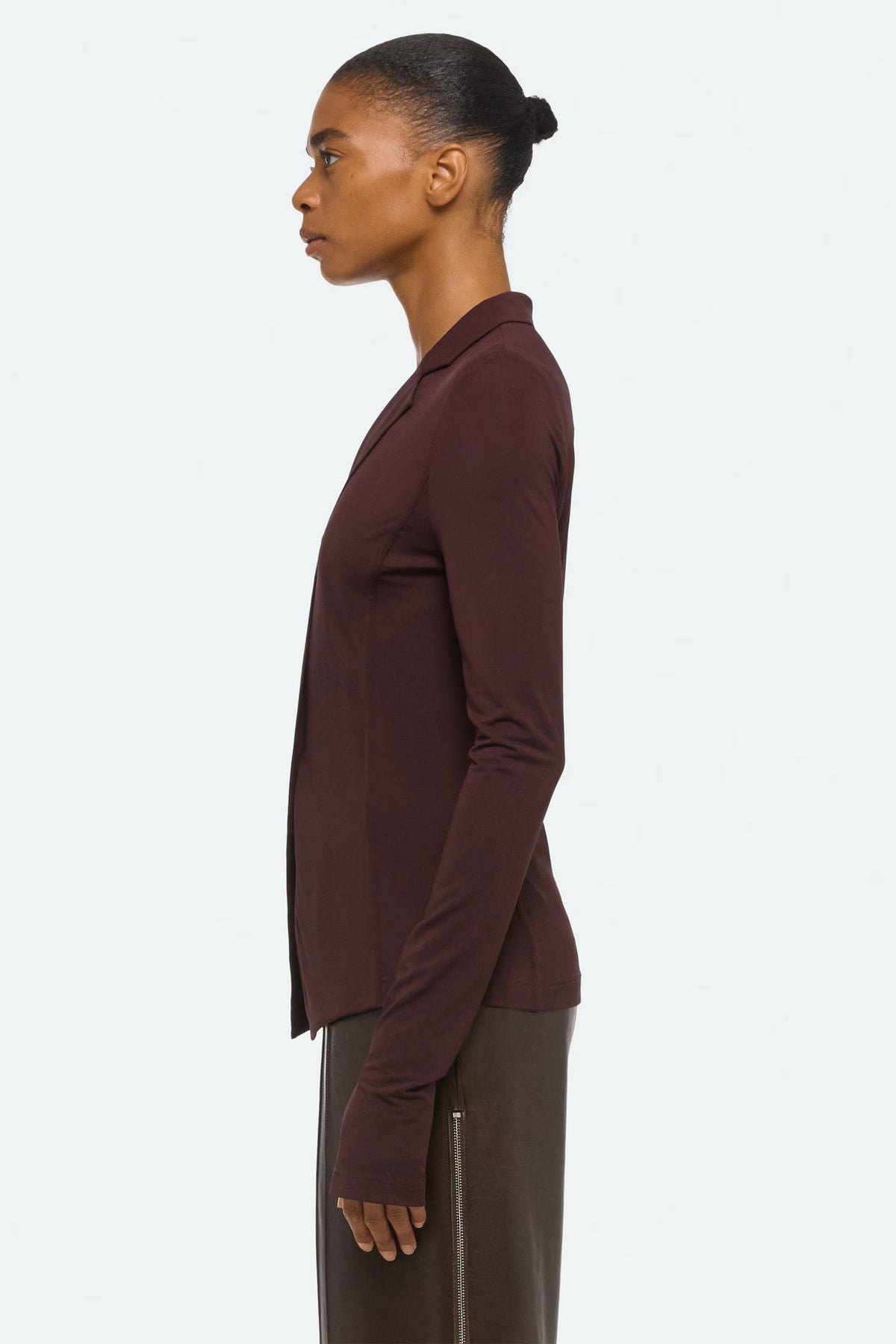 helmut lang blazer top mahogany