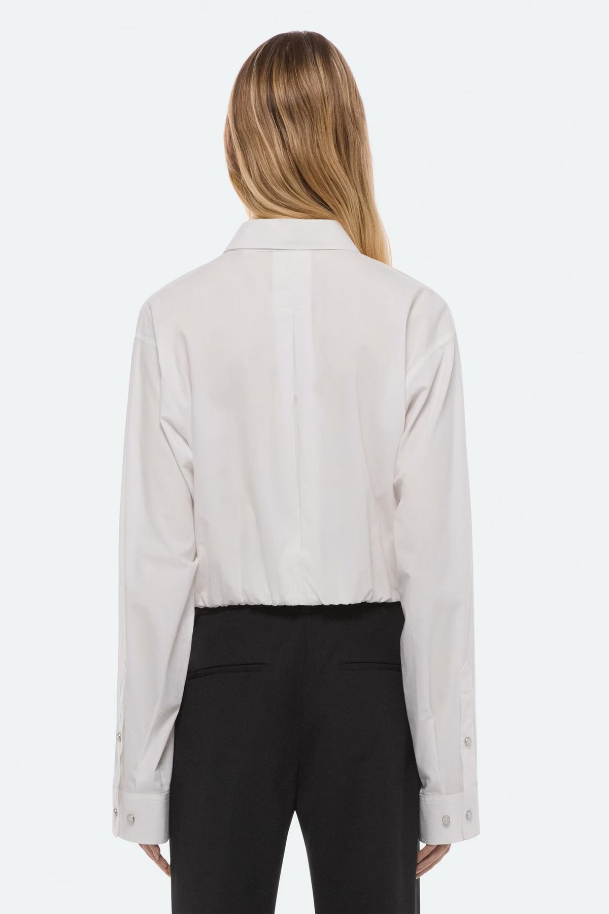 helmut lang cropped gathered shirt white