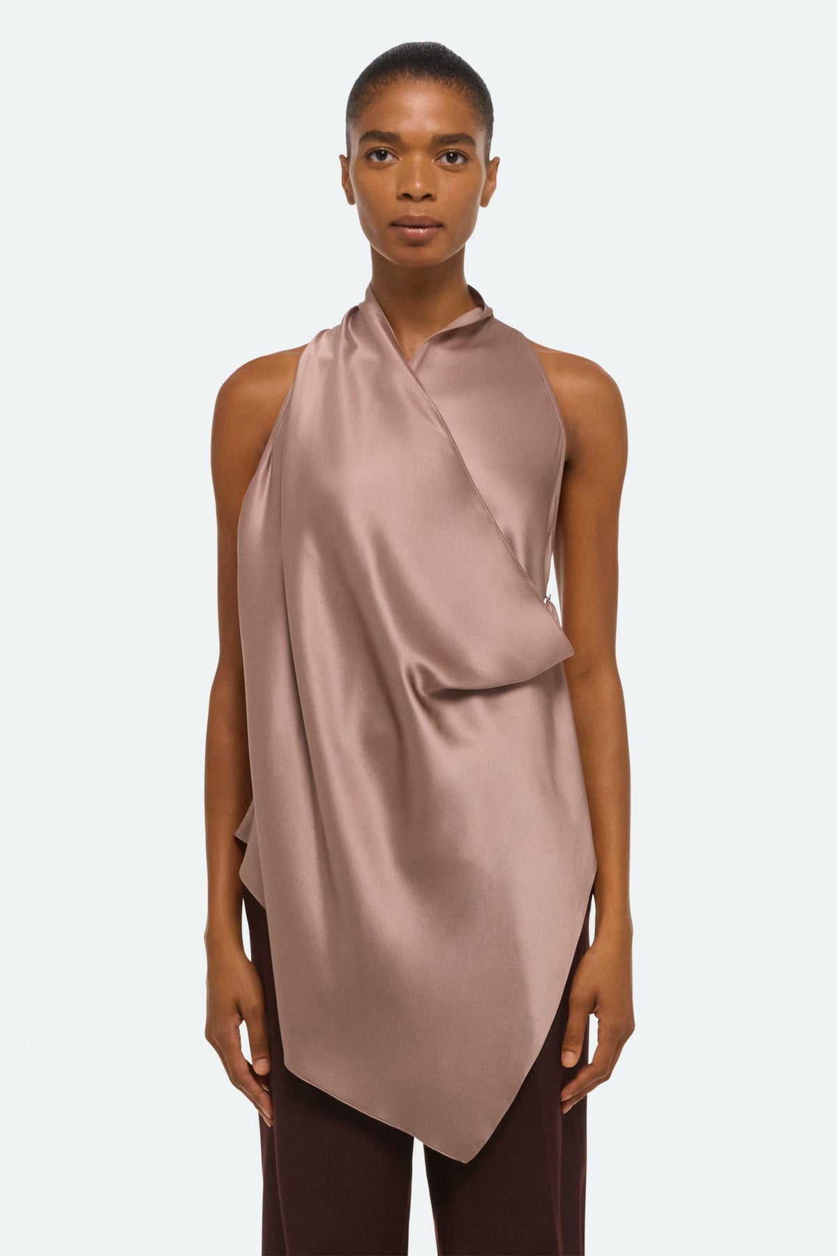 helmut lang drape cowl top tea rose