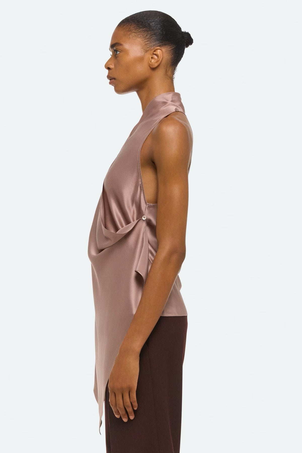 helmut lang drape cowl top tea rose