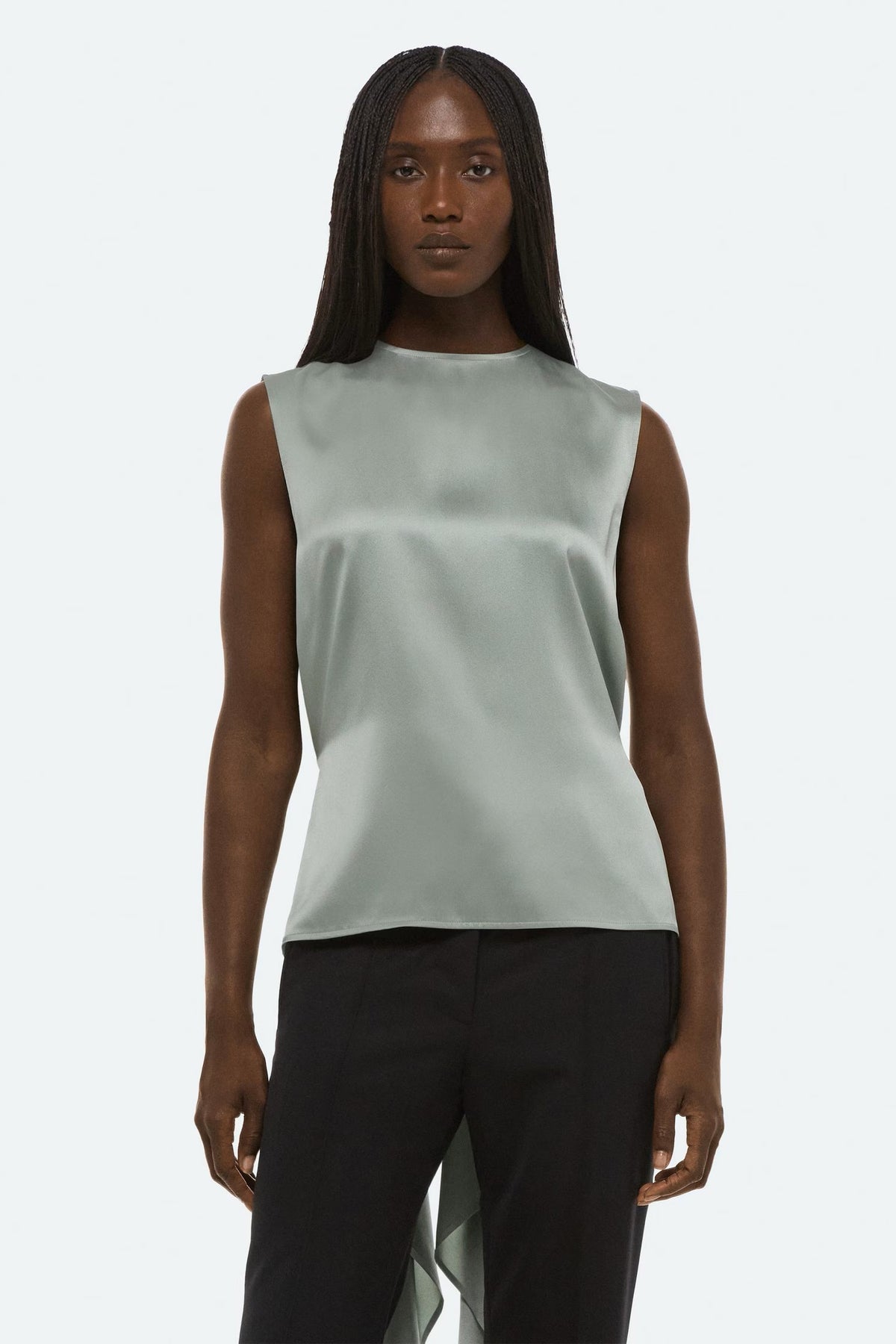 helmut lang draped scarf top aqua grey