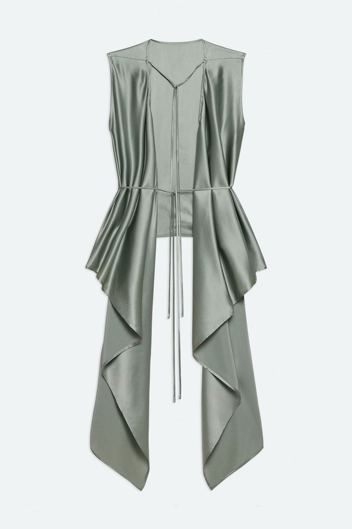 helmut lang draped scarf top aqua grey