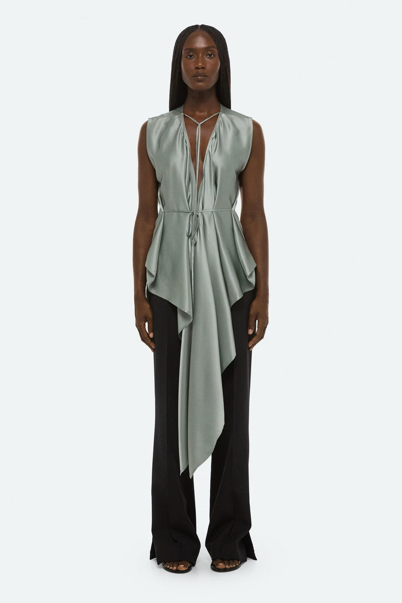 helmut lang draped scarf top aqua grey