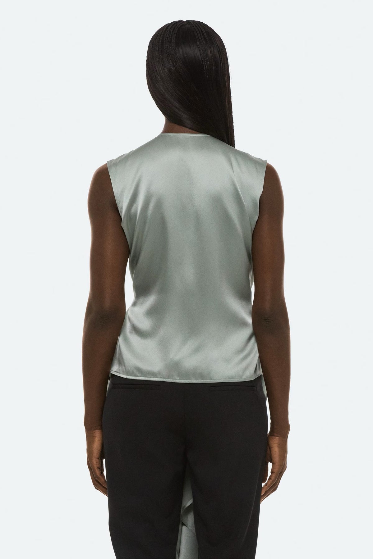 helmut lang draped scarf top aqua grey