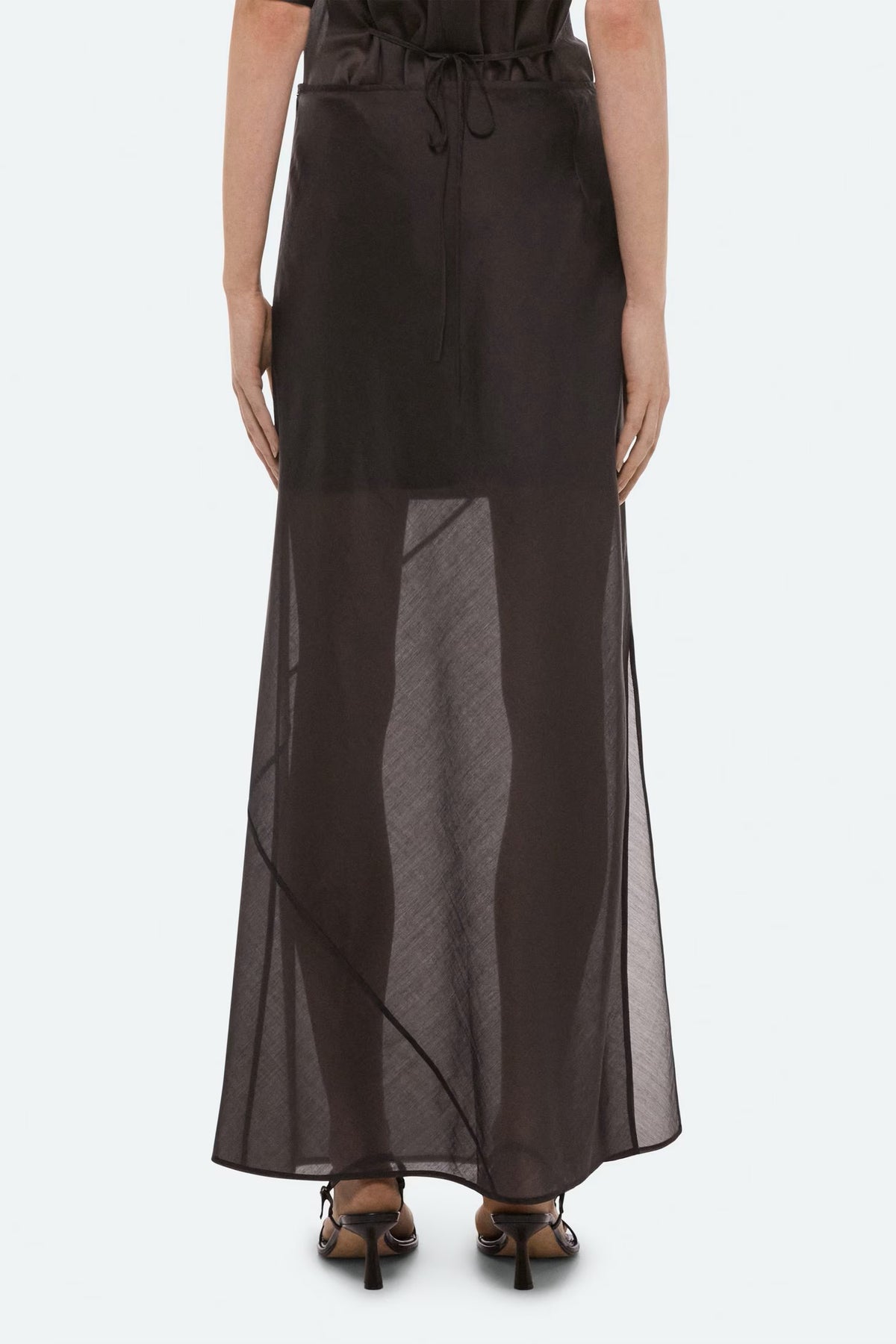 helmut lang layered sheer skirt bistre