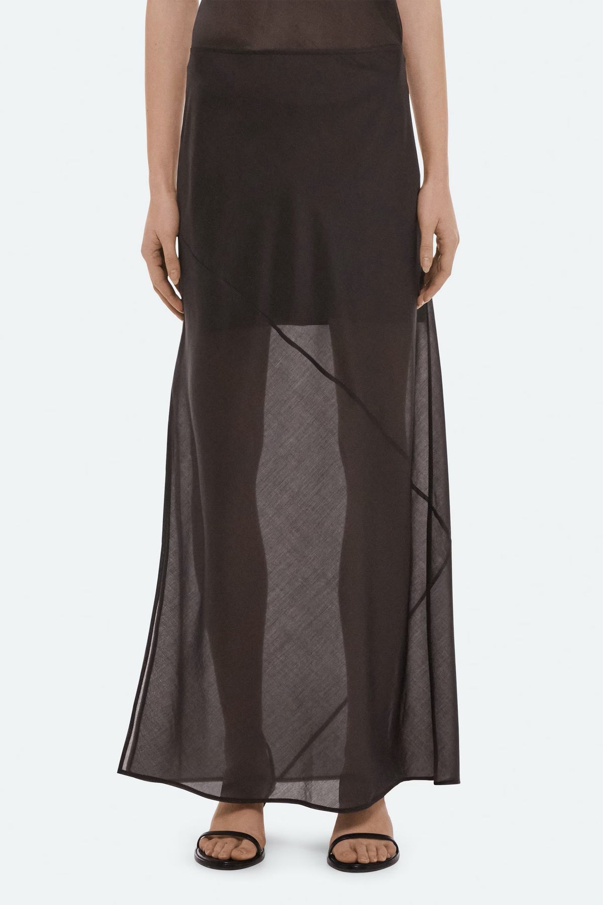 helmut lang layered sheer skirt bistre