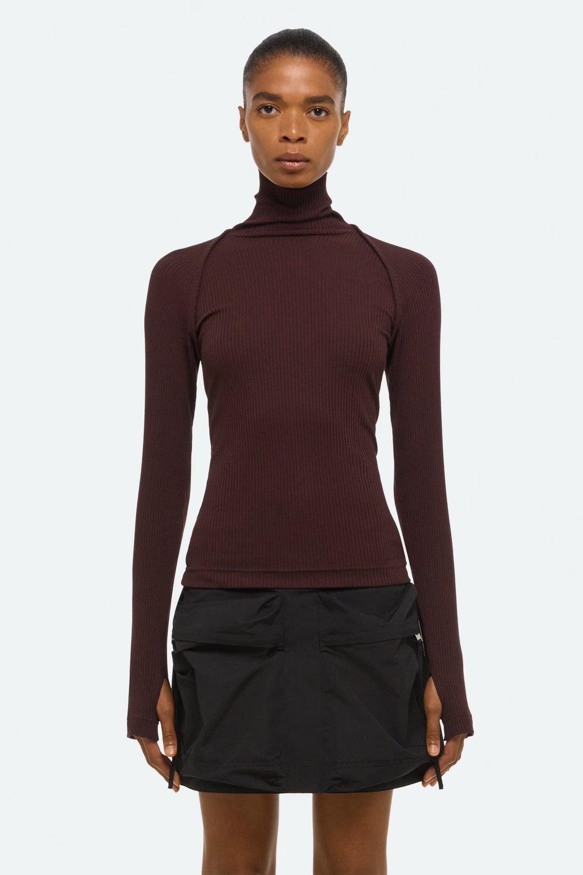helmut lang shrug turtleneck mahogany