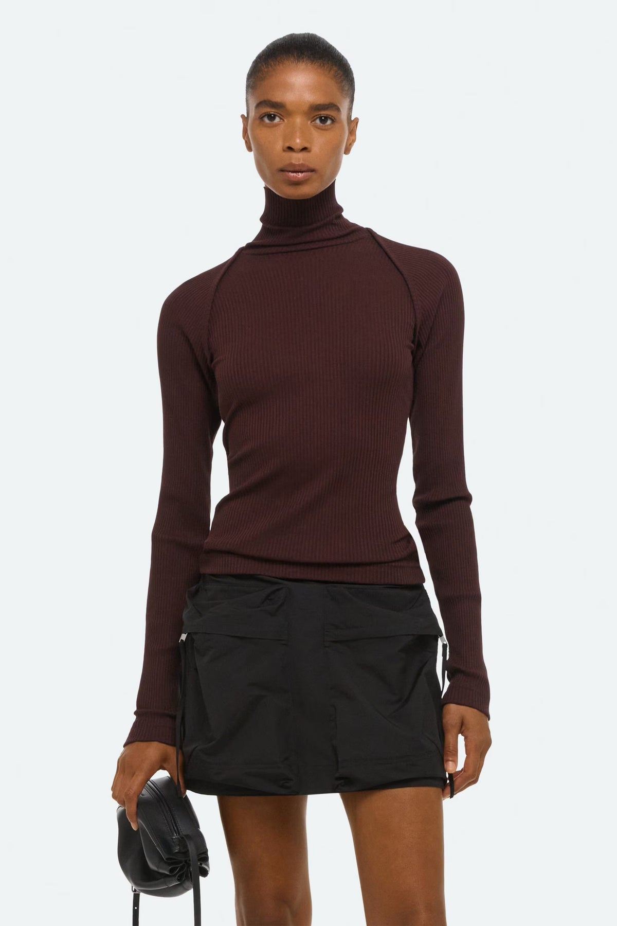 helmut lang shrug turtleneck mahogany