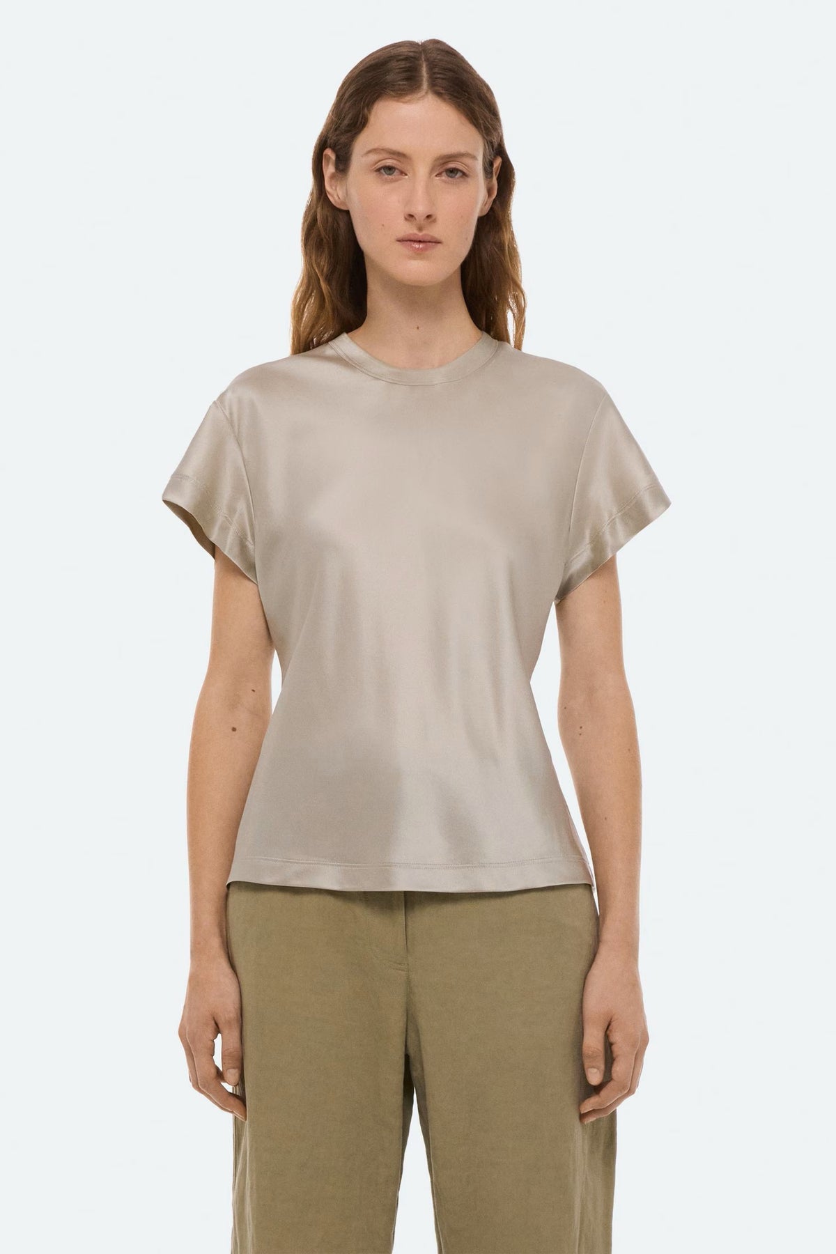 helmut lang silk tee green tea
