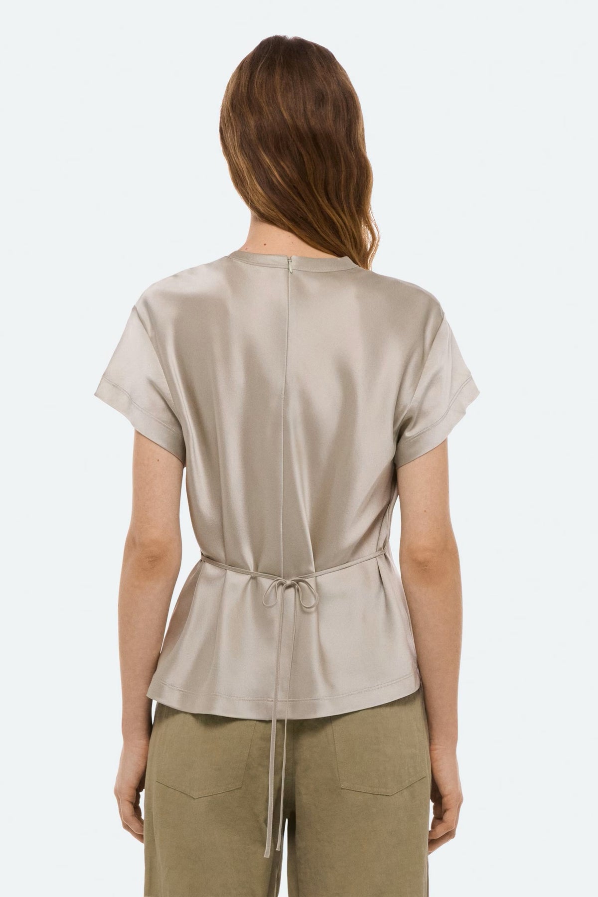 helmut lang silk tee green tea