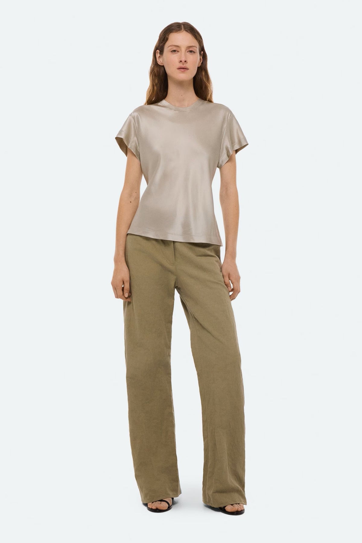helmut lang silk tee green tea