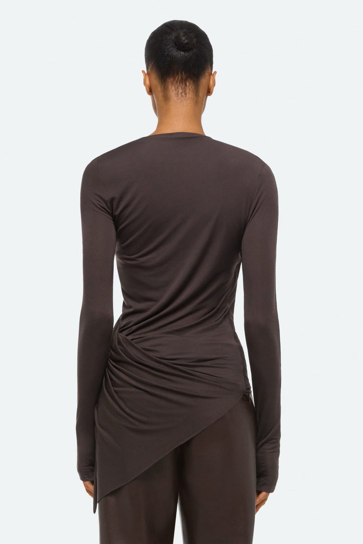 helmut lang twisted long sleeve shirt dark roast