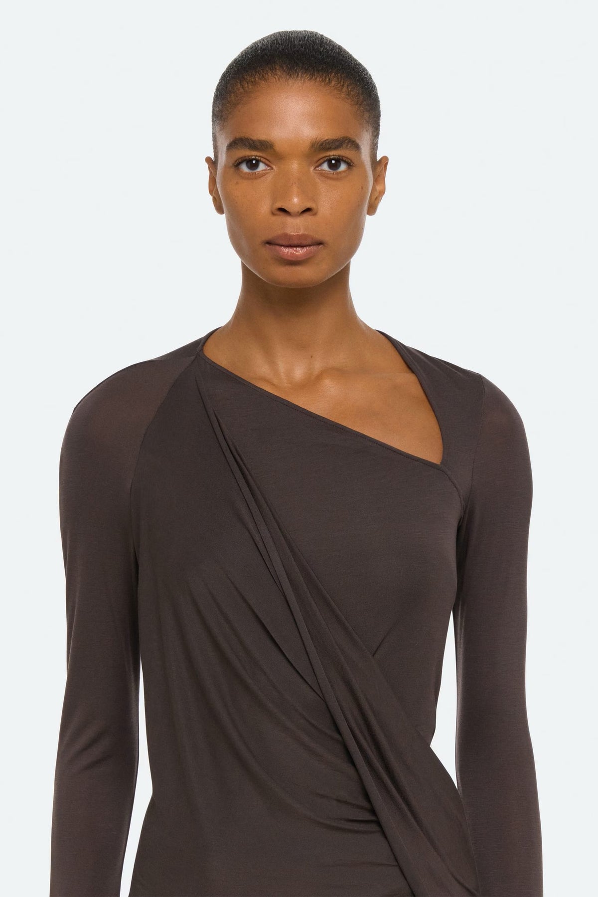 helmut lang twisted long sleeve shirt dark roast