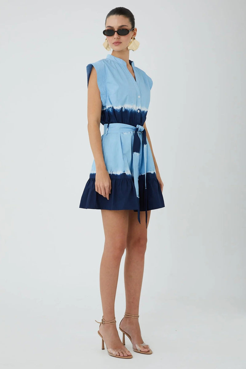 js71 everly dress indigo dip dye