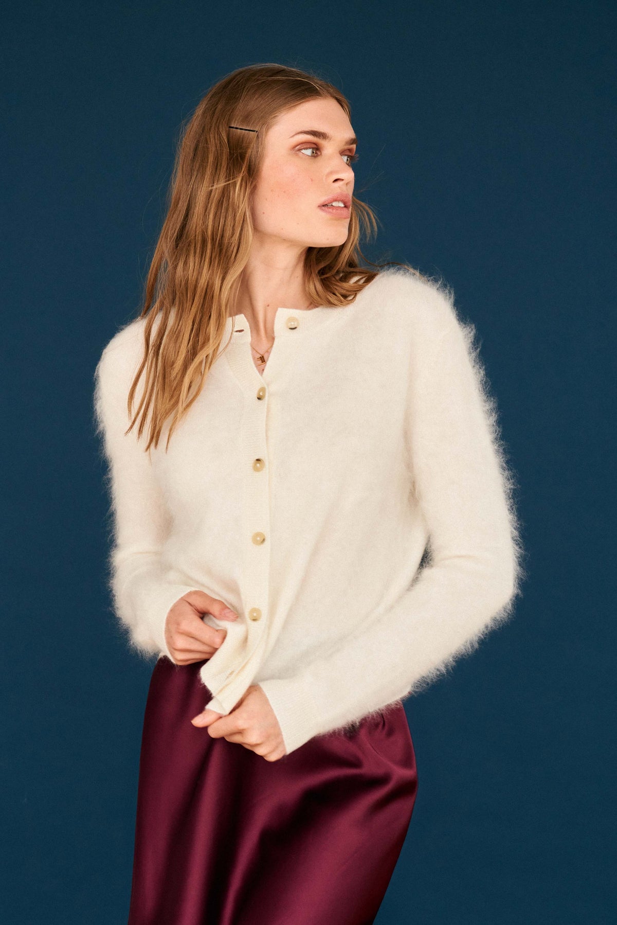 jumper 1234 brushed cardigan cream