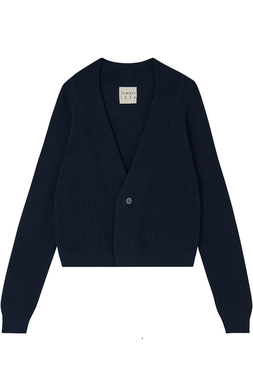 jumper 1234 cotton rib cardigan navy