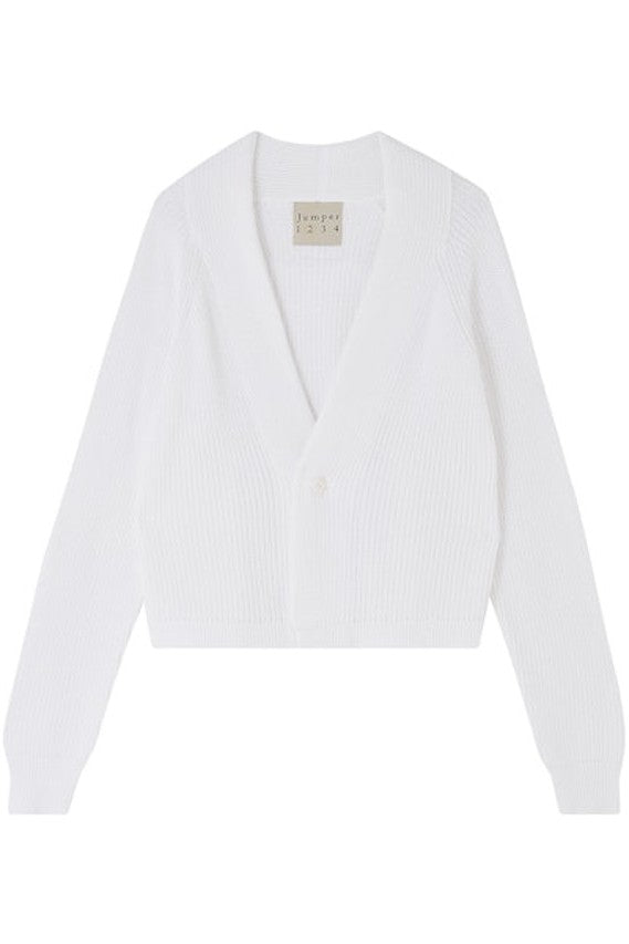 jumper 1234 cotton rib cardigan white