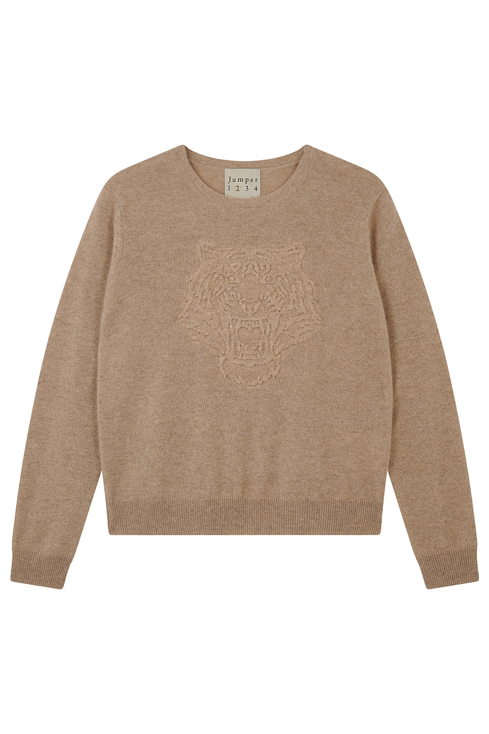 jumper 1234 embossed tiger crew almond