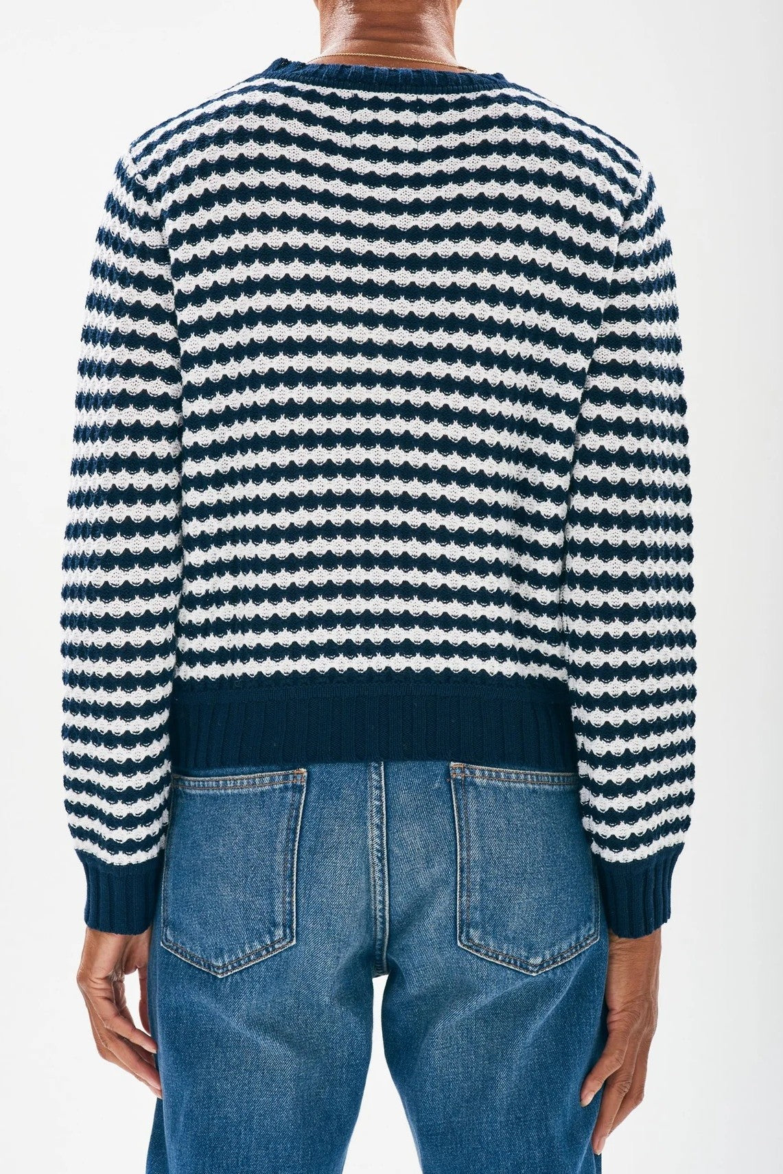 jumper 1234 shell stripe crew navy white