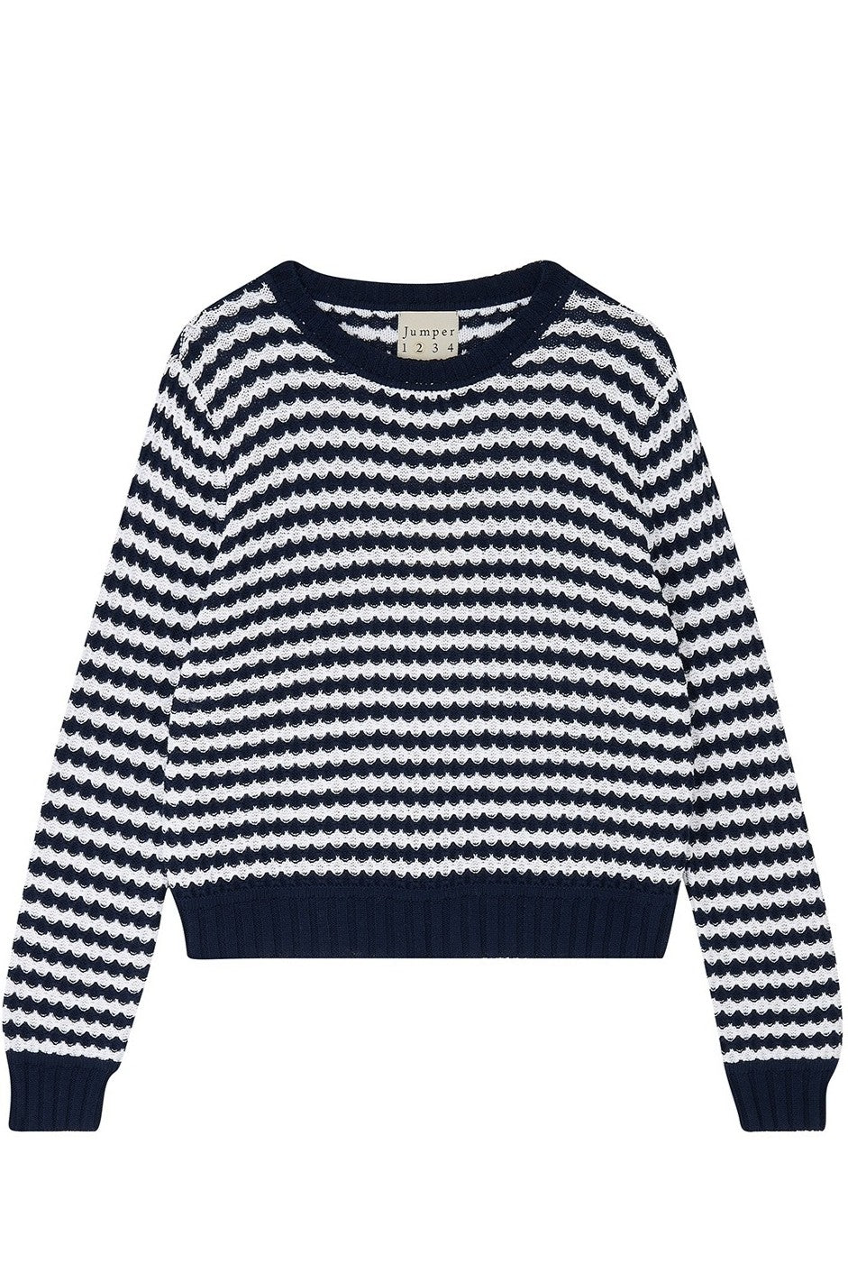 jumper 1234 shell stripe crew navy white