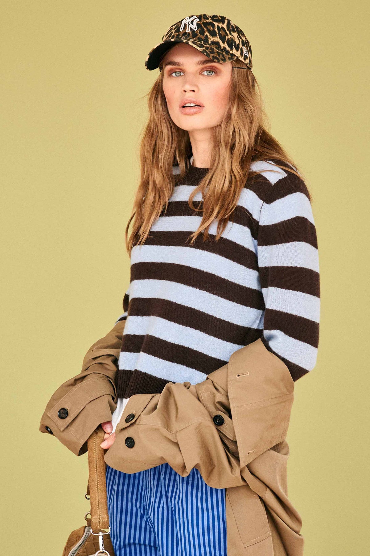 jumper 1234 stripe crew dark brown blue