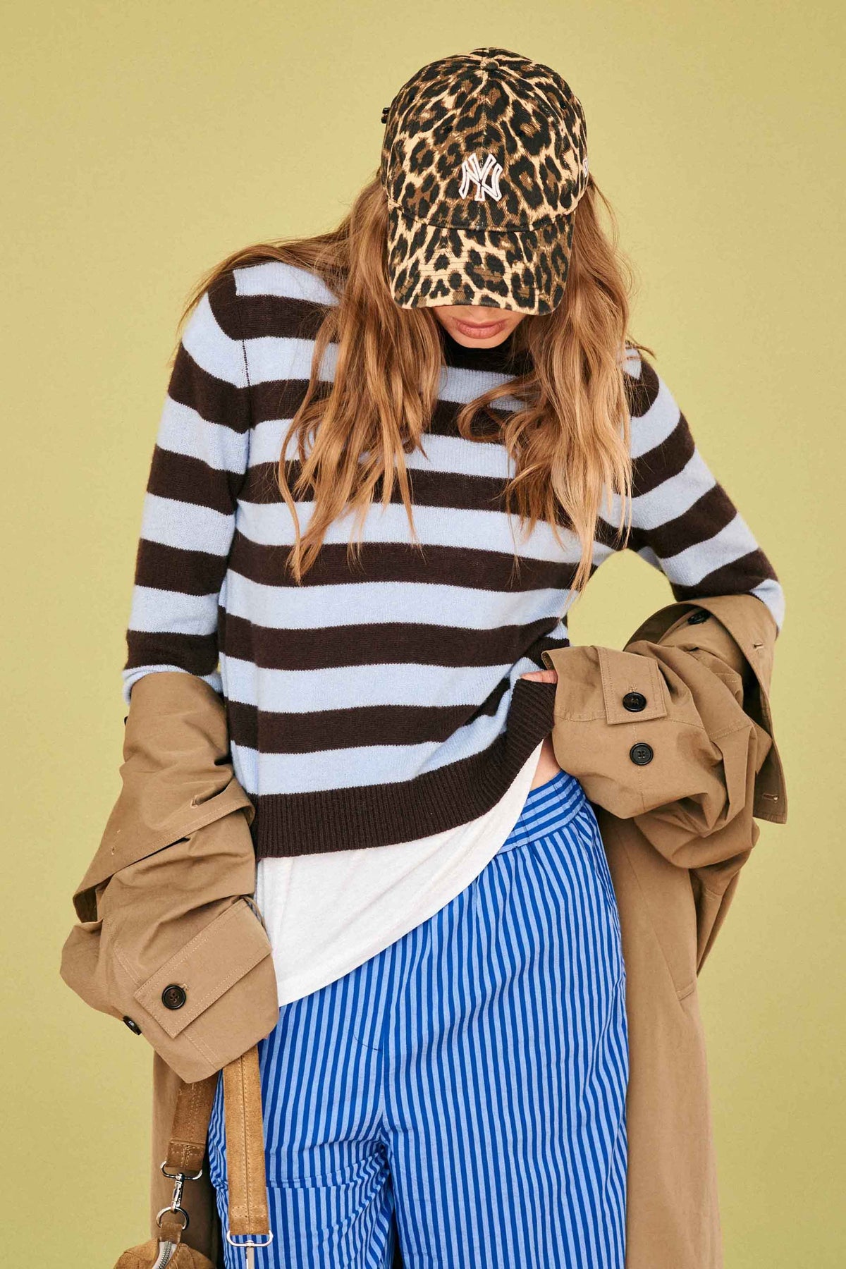 jumper 1234 stripe crew dark brown blue