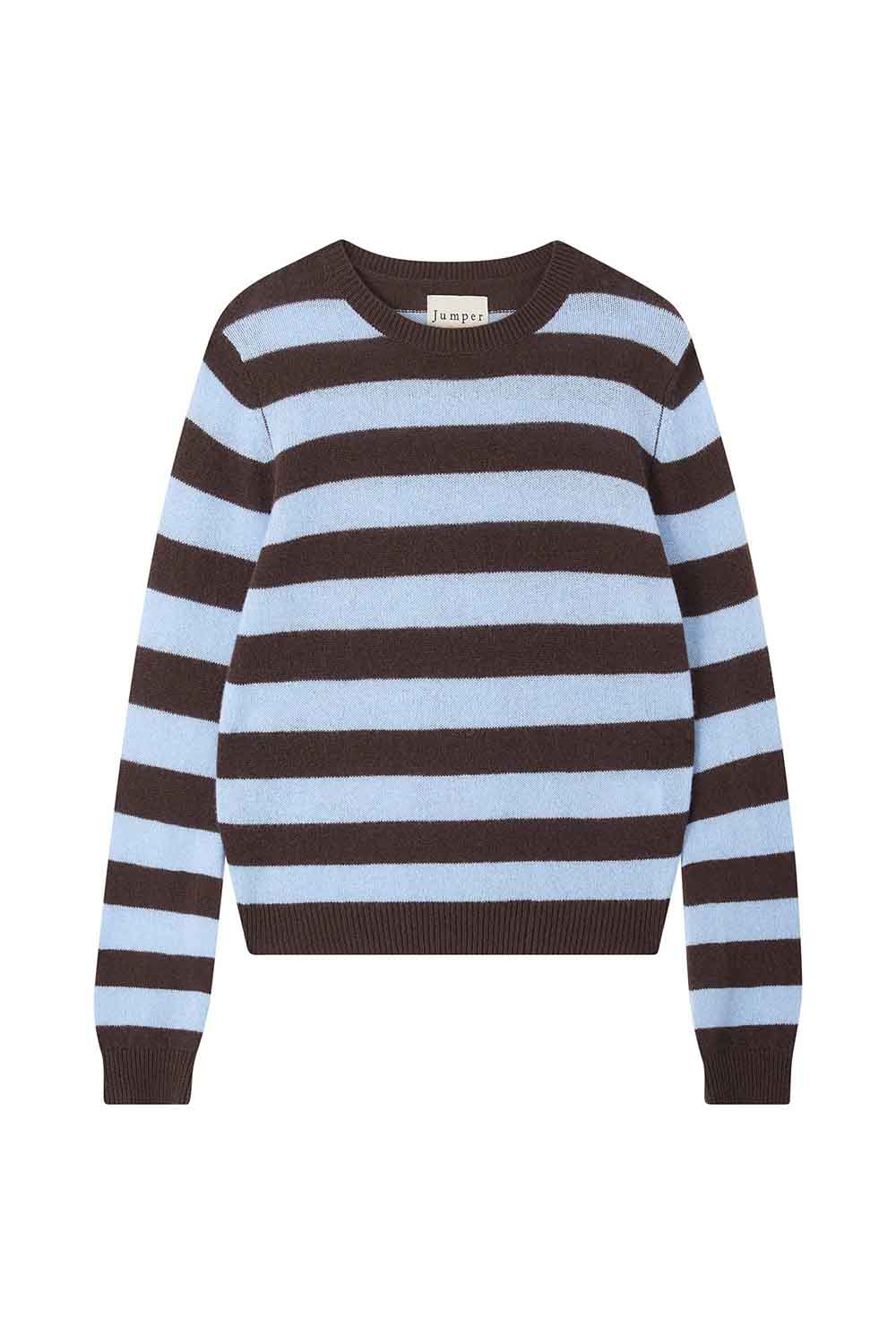 jumper 1234 stripe crew dark brown blue
