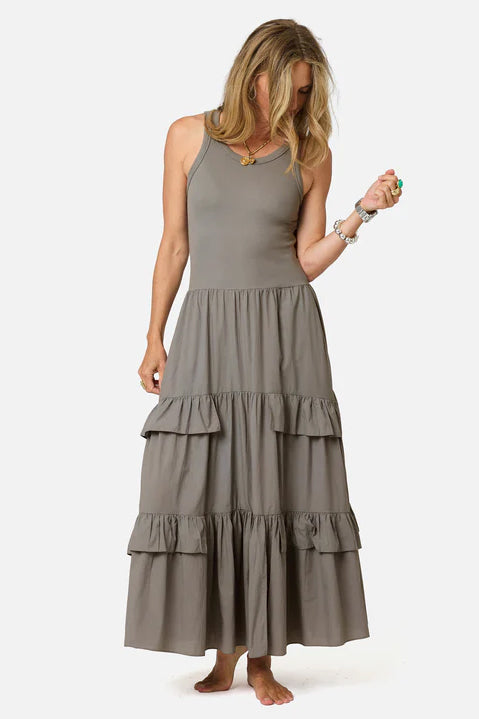 kerri rosenthal athena dress mid grey
