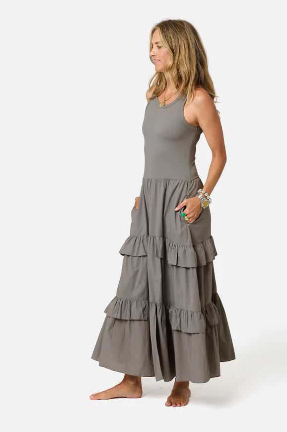 kerri rosenthal athena dress mid grey