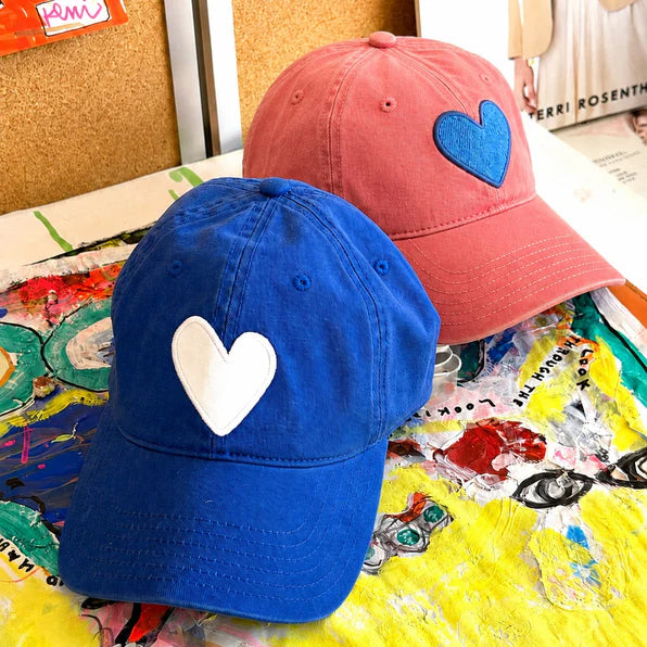 kerri rosenthal baseball hat bright blue white imperfect heart