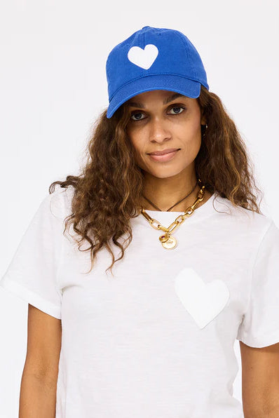 kerri rosenthal baseball hat bright blue white imperfect heart