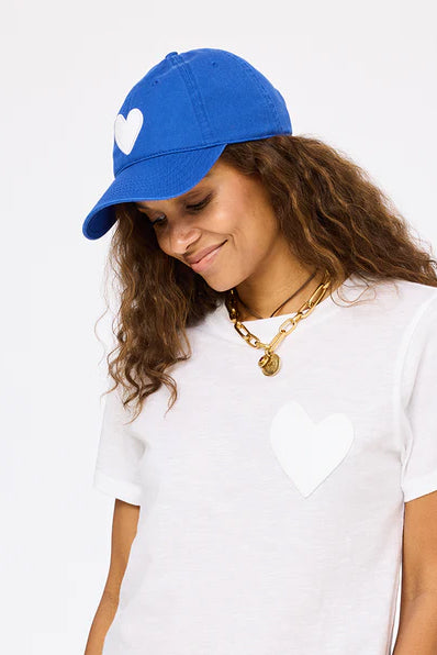 kerri rosenthal baseball hat bright blue white imperfect heart