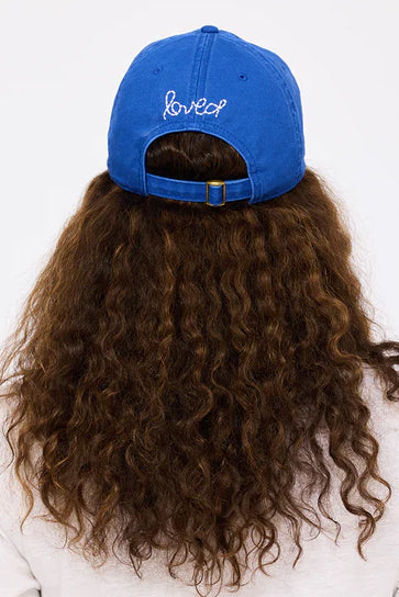 kerri rosenthal baseball hat bright blue white imperfect heart