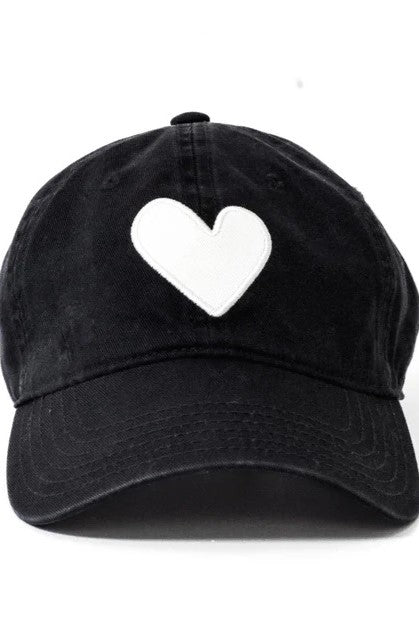 kerri rosenthal baseball hat black with white heart