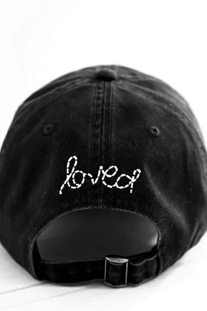 kerri rosenthal baseball hat black with white heart